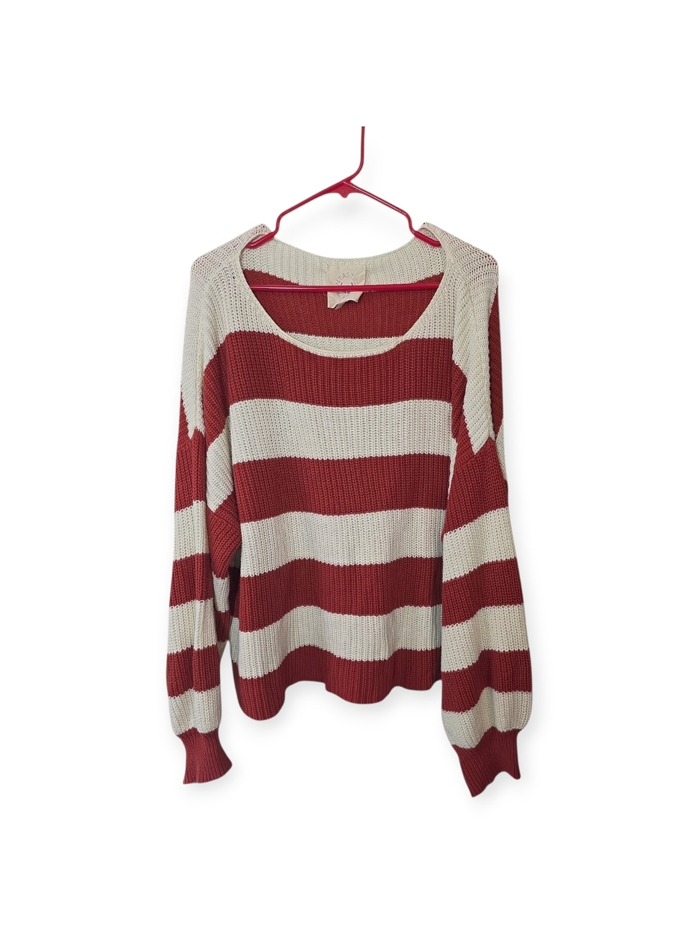Women's Fantastic Fawn striped, loose knit sweater, size large